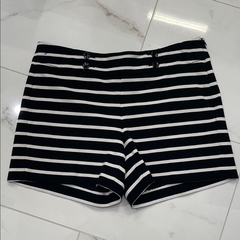 White House Black Market Black and White Striped Shorts